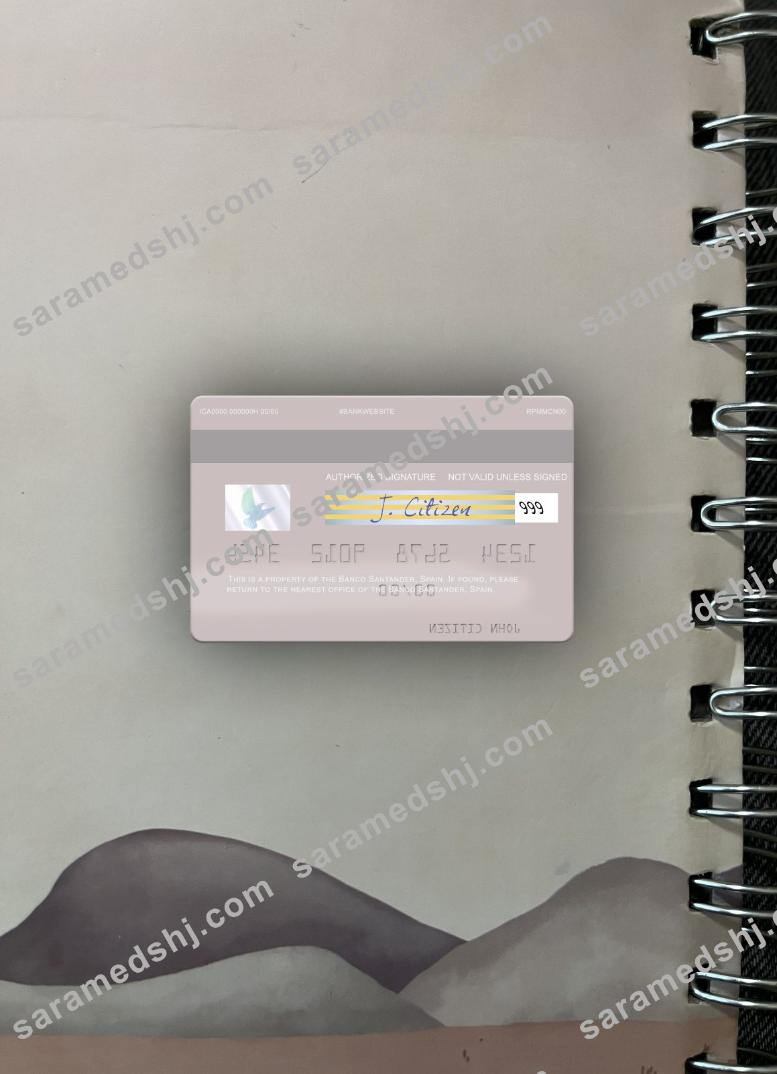 Spain Banco Santander visa debit card photolook back